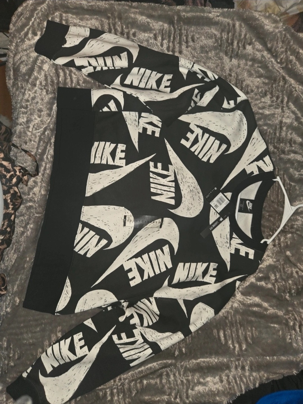 Nike Black Sweatshirt with White Swoosh & Logo Print
